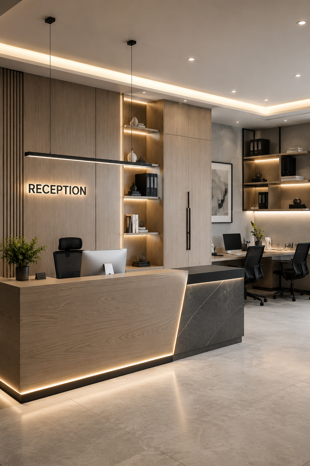 Reception areas and Workspaces